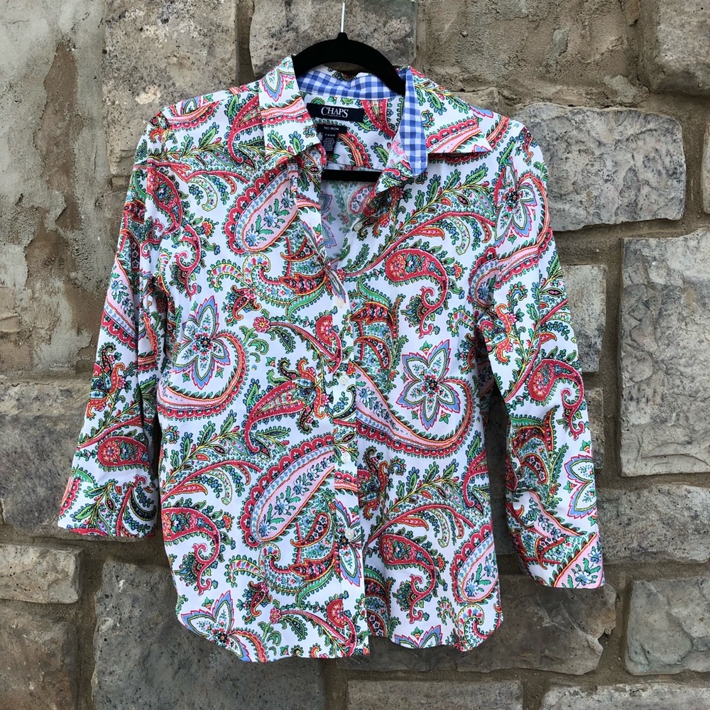 CHAPS -no iron-paisley button up dress shirt